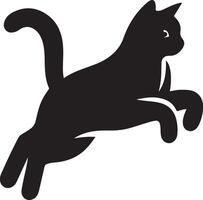 cat jumping ,black color silhouette vector