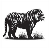 tiger standing, black color silhouette 6 vector
