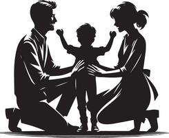 celebrating parents day moment, silhouette, black color silhouette vector