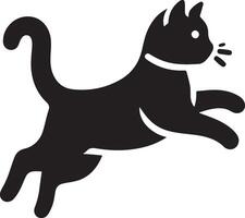 cat jumping ,black color silhouette vector