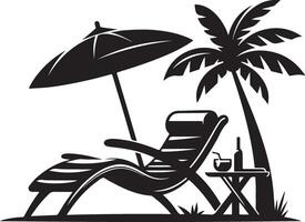 Beach Chair Silhouette, black color silhouette vector