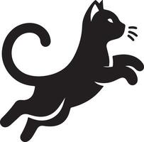 cat jumping ,black color silhouette vector