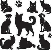 Dog Cat Silhouette Images ,black color silhouette vector