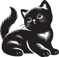 Kitty, black color silhouette, black color silhouette vector