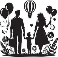 Parents Day Clipart, silhouette, black color silhouette vector