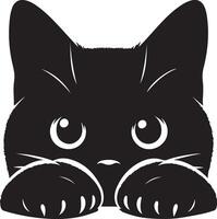 Black Cat Peeking Around Corner , black color silhouette vector