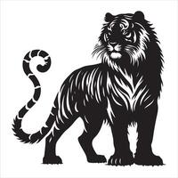 Wild animals silhouette tiger vector