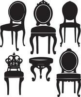 Black silhouettes of different chair, black color silhouette vector