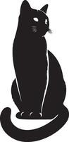 sitting cat silhouette, black color silhouette vector