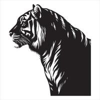 Tigre de pie, negro color silueta 6 6 vector