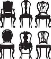 Black silhouettes of different chair, black color silhouette vector