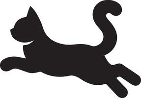 cat jumping ,black color silhouette vector