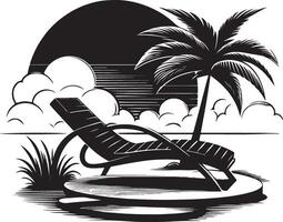playa silla silueta, negro color silueta vector
