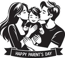 Happy Parents Happy parent's day black color silhouette vector