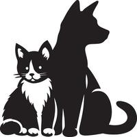 Dog Cat Silhouette Images ,black color silhouette vector