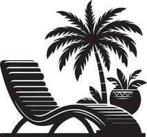 Beach Chair Silhouette, black color silhouette vector