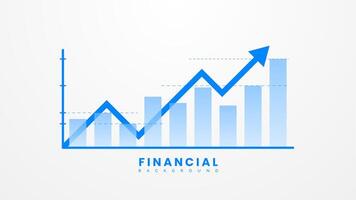 Growth bar chart concept with an up arrow on a white background. Rising stock market investment graph, global market information vector