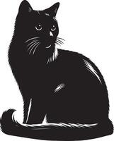 sitting cat silhouette, black color silhouette vector