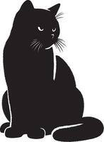 sitting cat silhouette, black color silhouette vector