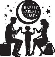 celebrating parents day moment, silhouette, black color silhouette vector