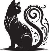 sitting cat silhouette, black color silhouette vector