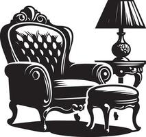 fauteuil silla, negro color silueta vector