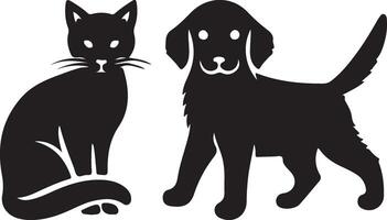 Dog Cat Silhouette Images ,black color silhouette vector