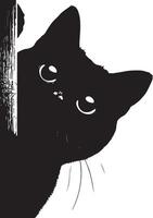 negro gato echar un vistazo alrededor esquina , negro color silueta vector