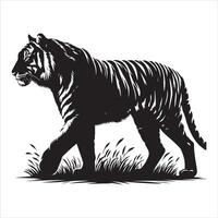 Wild animals silhouette tiger vector