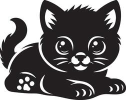 gatito, negro color silueta, negro color silueta vector