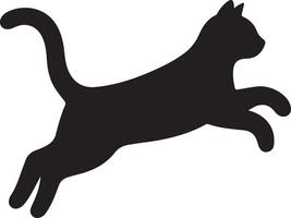 cat jumping ,black color silhouette vector