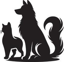 Dog Cat Silhouette Images ,black color silhouette vector