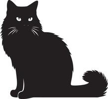 sitting cat silhouette, black color silhouette vector