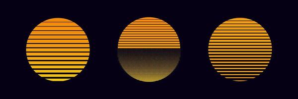 Retro sun sunset logo. Old sun circle sunrise design. vector