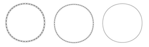 Circles from chains set. Round decoration connections with solid steel and silver for decorative interior with industrial tracery vector