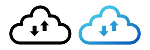 Data sync cloud shape icon. Information exchange logo vector