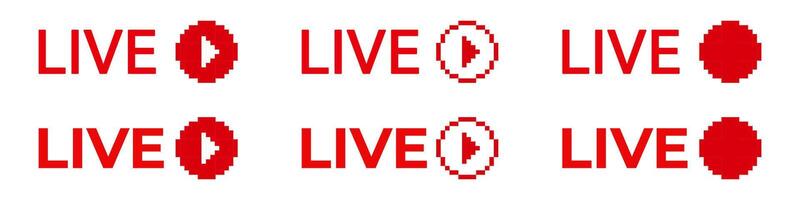Live icon online stream. Red broadcast logo. vector