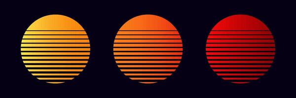 Vintage sun circle logo. Old sunrise sunset design emblem. vector