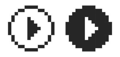Play 8 bit pixel button icon. Red play button symbol. vector