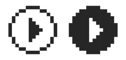 Play 8 bit pixel button icon. Red play button symbol. vector