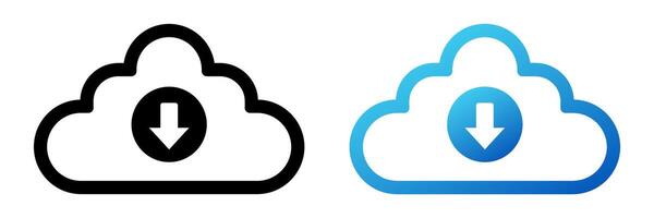 Data download cloud shape icon. Information exchange logo vector