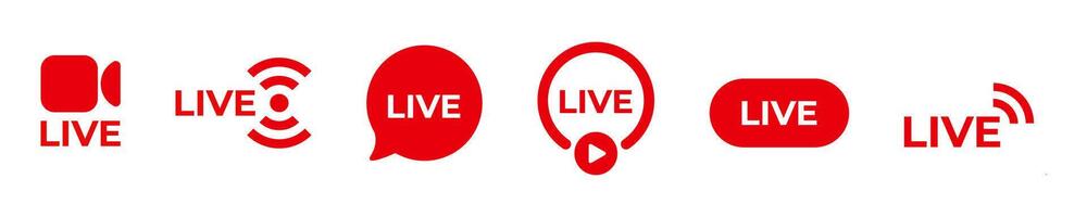 Red stream broadcast icon. Live logo online. vector