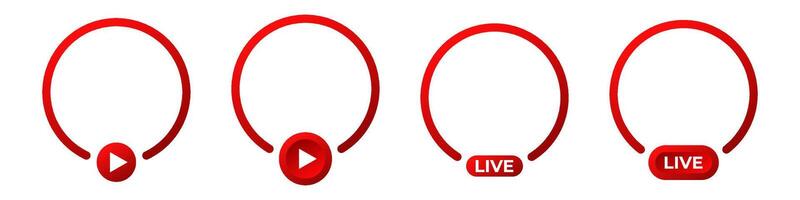Red live broadcast . stream online icon. vector