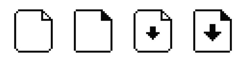 8 bit document icon. Pixel 8bit text file old retro symbol vector