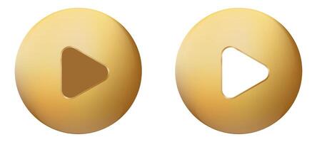 Gold 3D play round button. Golden play button. vector