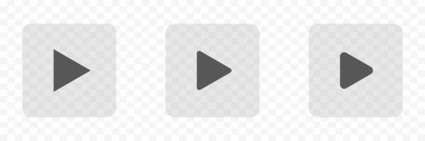 Glass square play button 3d glass icon. Play button logo . vector