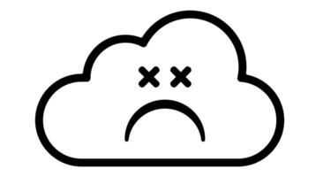 Sad cloud face icon. Bad internet connection symbol vector