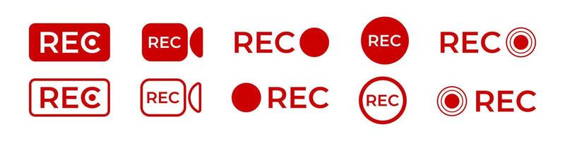 Rec record icon. recording indicator. vector