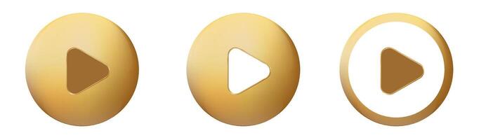 Gold 3D play button. Golden play button. vector