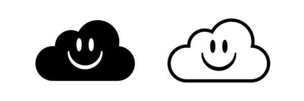 contento y triste nube cara icono. bueno y malo Internet conexión símbolo vector